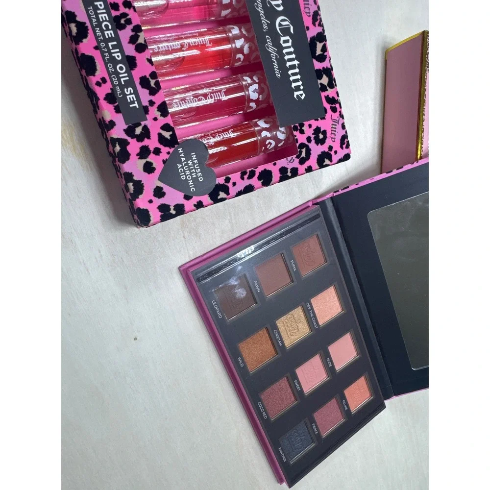 Juicy Couture Makeup Bundle Lip Oil Set Eyeshadow Palette Cosmetic Brush Set NEW